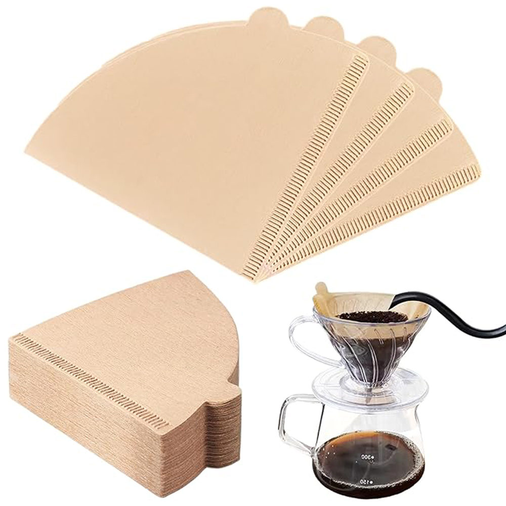 Coffee Equipment Cleaner - 100 Stuks Koffiefilter Papier V-Vormig Houtpulp