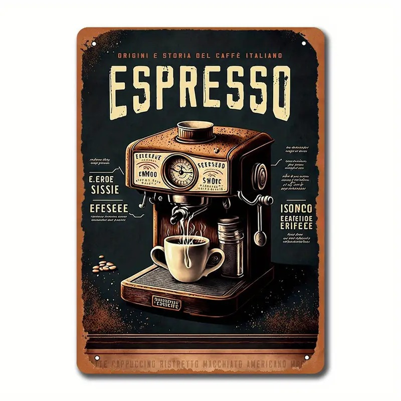 Equipment Of Coffee Machine - Retro Metalen Bord - 