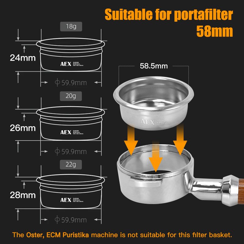 Koffiefiltermand 58MM AEX Nauw - Equipment Of Coffee Machine recensie en prijs